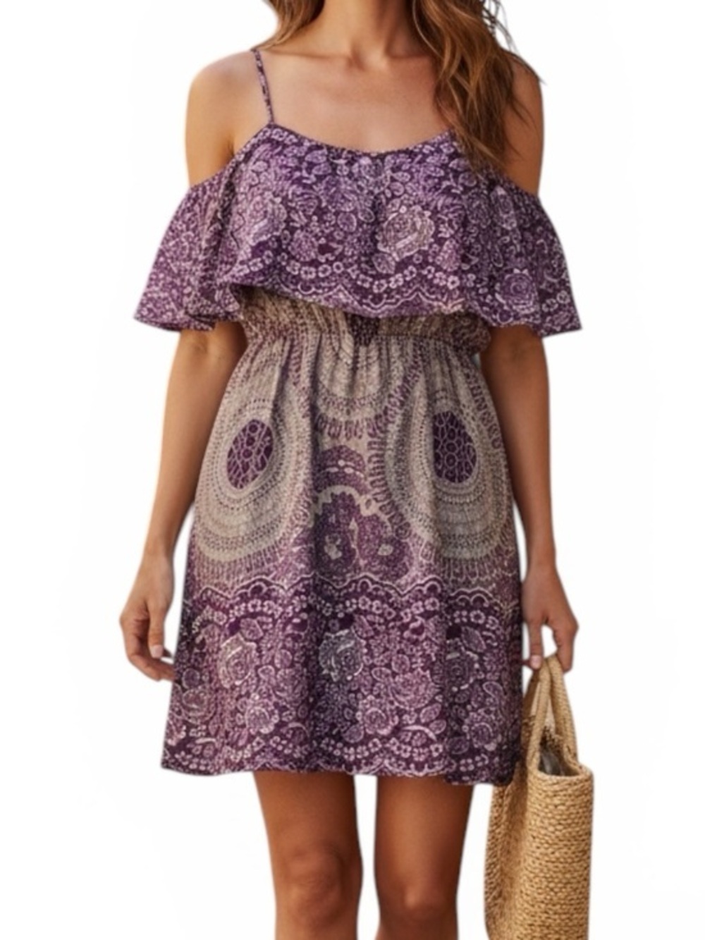 Women’s mini dress All Over Design Purple /Gray Standard Size